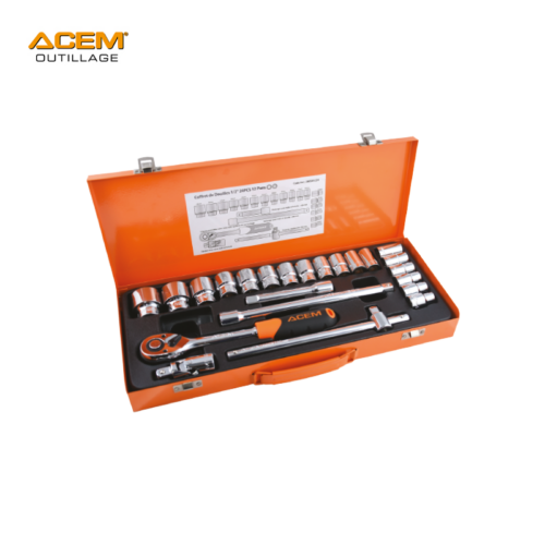 COFFRET DOUILLE 1/2 » 24PCS 6PANS 10-32 ACEM