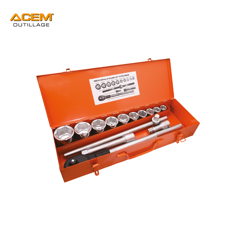 COFFRET DOUILLE 3/4 14PCS ACEM 6 PANS