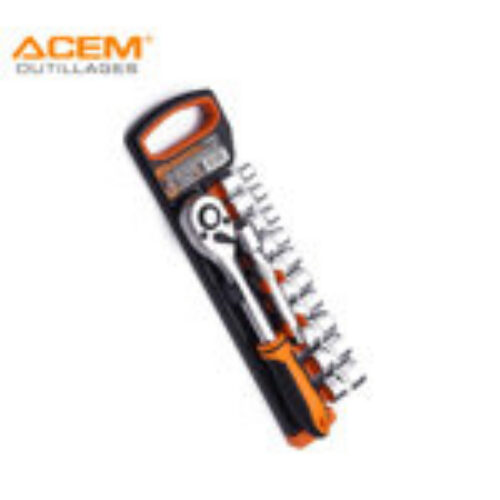 JEUX DOUILLE ET POIGNEE A CLIQUET 1/4 12PCS ACEM